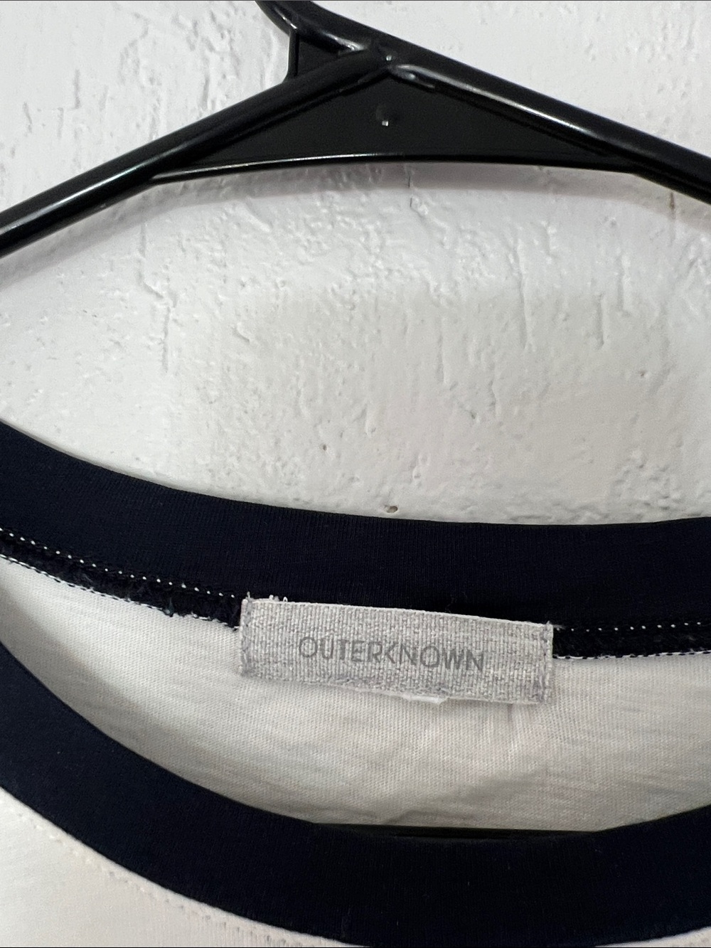 Outerknown 100% organic cotton White Short Sleeve Tee with Navy Trim - Picture 5 of 5
